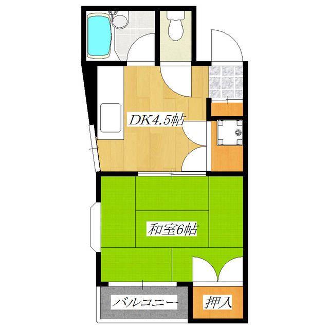 リバーサイド小泉の間取り|角部屋２面採光の最上階！風呂トイレ別の１ＤＫ♪