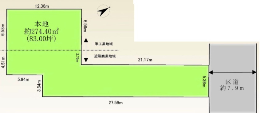 品川区南大井　建築条件なし売地の土地図