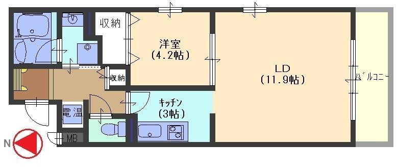 西宮市丸橋町の賃貸マンションの間取り