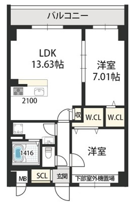 西宮市上甲子園４丁目の賃貸マンションの間取り