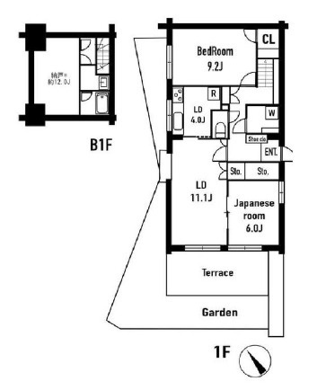 【間取り】 | クレドール保土ヶ谷月見台　保土ヶ谷駅7分/楽器可/地下室あり/テラス、専用庭あり
