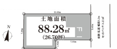 品川区西五反田　建築条件なし売地の土地図