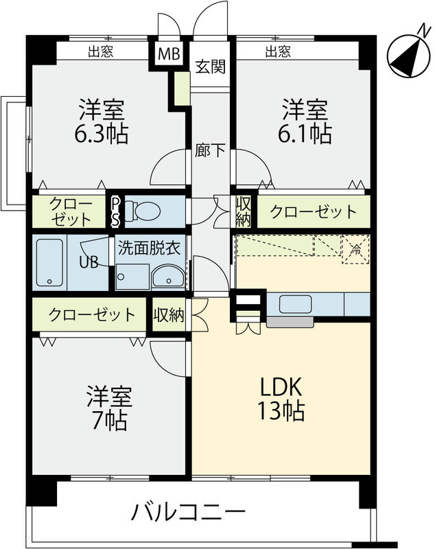 グルーリャ大和Ⅱの間取り
