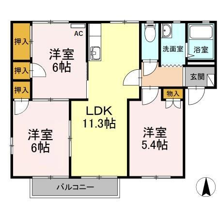 【間取り】 | ボヌール羽屋B