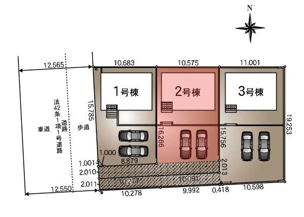 クレイドルガーデン前橋市川原町第４　２号棟の区画図|区画図