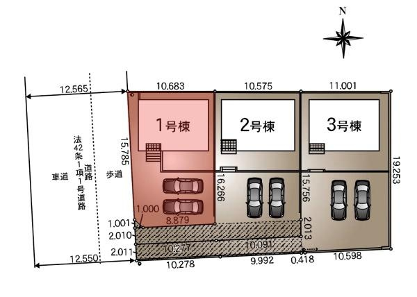 クレイドルガーデン前橋市川原町第４　１号棟の区画図|区画図