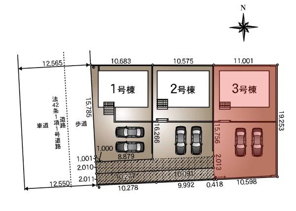 クレイドルガーデン前橋市川原町第４　３号棟の区画図|区画図