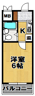 サンパレス大正の間取り|快適な１Ｋ