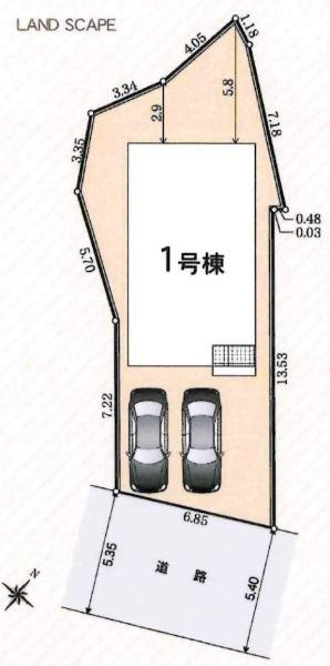 豊川市為当町第3　全1棟・1号棟の区画図