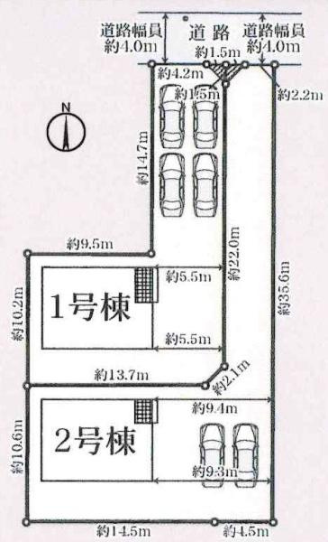 豊川市市田町第15　全2棟・1号棟の区画図