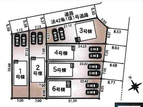碧南市宮町第5　全6棟・2号棟の区画図