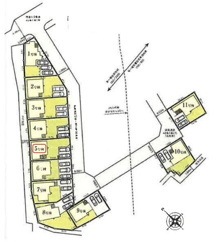 飯能市青木・全11棟　新築一戸建　5号棟の区画図|【全11棟・5号棟】カースペース並列2台。