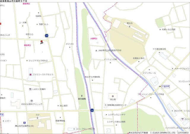 26/8/16新価格　戸建　高山市桐生町　1100万（26/9/15新規）の地図