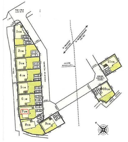 飯能市青木・全11棟　新築一戸建　7号棟の区画図|【全11棟・7号棟】カースペース並列2台。