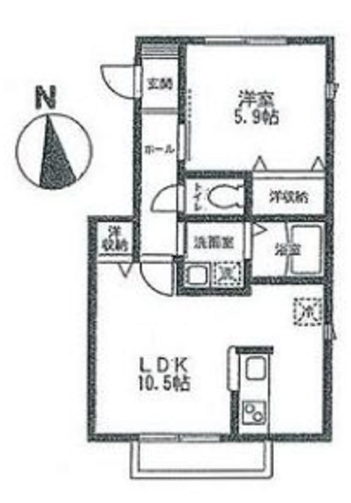 フィカーサSの間取り|1LDK