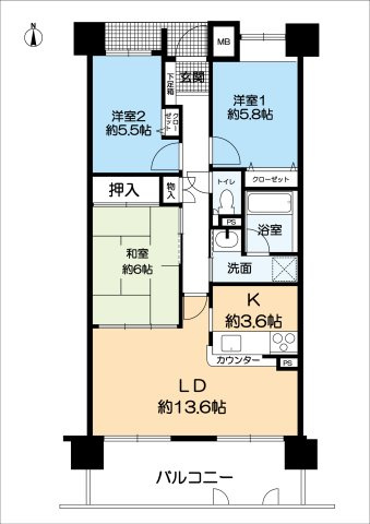 芦屋ハイタウンの間取り