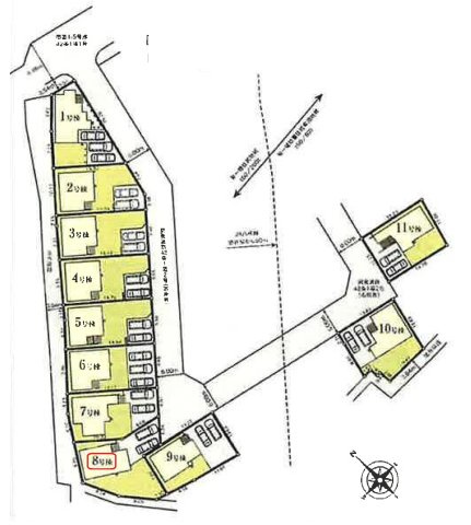 飯能市青木・全11棟　新築一戸建　8号棟の区画図|【全11棟・8号棟】カースペース並列2台。
