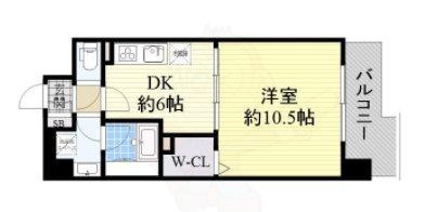 グランドゥール敷津の間取り|グランドゥール敷津　1ＤＫタイプ