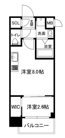大阪市中央区博労町１丁目の賃貸マンションの間取り