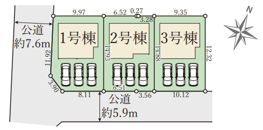 宝塚市中山五月台　第3期　新築一戸建ての区画図|全3区画