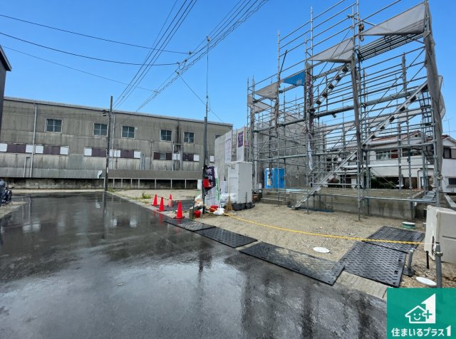 明石市大久保町江井島　第4期　新築一戸建ての前面道路含む現地写真|周辺は落ち着いた街並みの住宅地！子育てがしやすい住環境です！まだ未完成ですが、現地でしかわからない事もございます。是非一度ご覧ください。