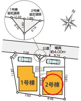 【区画図】 | 調布市東つつじヶ丘２丁目　全２棟　2号棟　仲介手数料無料 | 2号棟です。