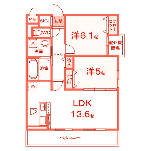 茅ヶ崎市松林１丁目のアパートの間取り