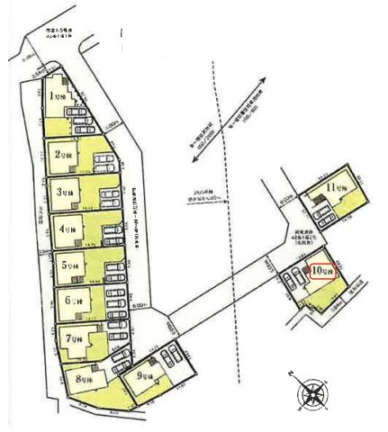 飯能市青木・全11棟　新築一戸建　10号棟の区画図|【全11棟・10号棟】カースペース並列2台。