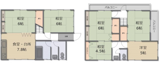 【間取り】 | 尼崎市富松町４丁目中古戸建 | ６DKの間取りで大家族の方におすすめです♪お好きなリフォームを楽しんでみませんか？