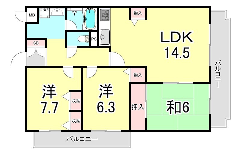 シャトレーヌ夙川の間取り