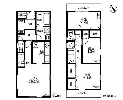 久喜本町Ⅱ　新築一戸建て　リーブルファインの間取り|必ずリビングを通るリビングイン階段採用！家族同士顔で合わせる機会が増えます♪