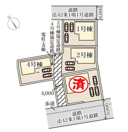 下野市烏ヶ森2丁目　2号棟の区画図