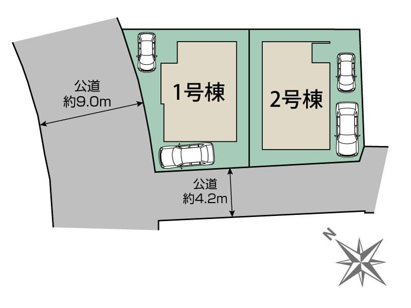 茅ヶ崎市松風台　新築戸建　全２棟の区画図|対象1号棟