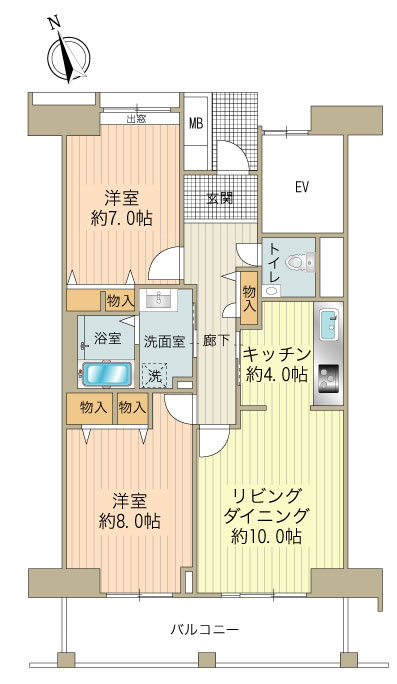 廊下や玄関付近にゆとりのある間取りが特徴でございます。