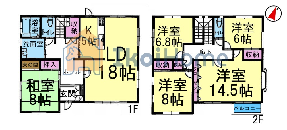 神戸市西区秋葉台３丁目　中古戸建の間取り
