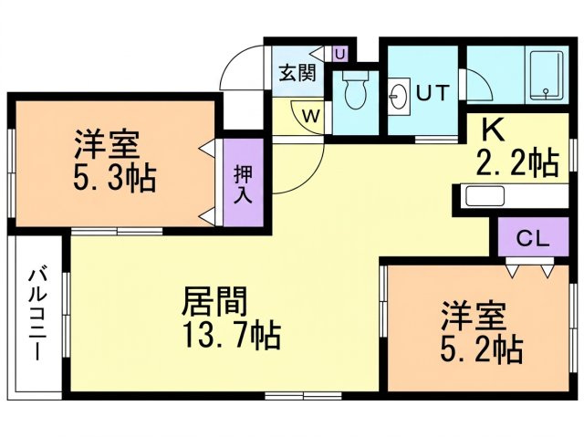 メトロ南郷13の間取り|2ＬＤＫ