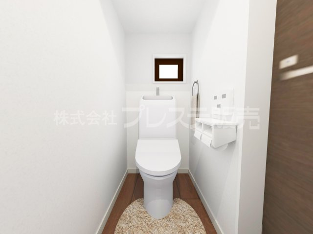 奈良市三条添川町の新築一戸建のトイレ|１号地１階トイレ完成イメージ／温水洗浄便座を標準装備！