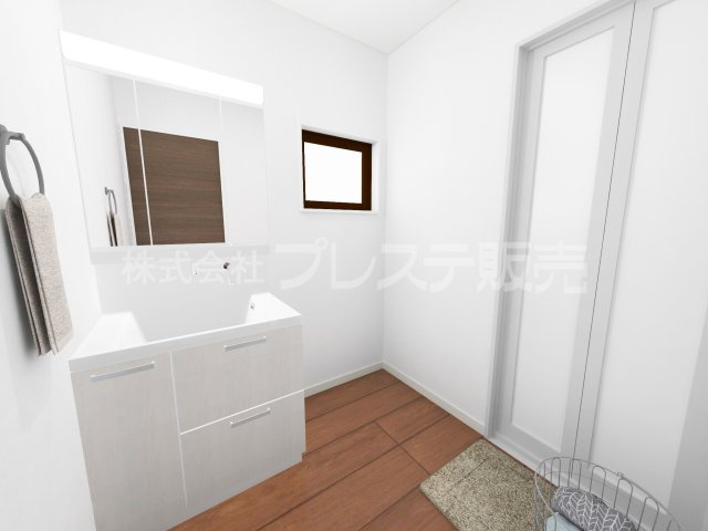 奈良市三条添川町の新築一戸建の洗面所|１号地洗面完成イメージ／シャワー付き洗面化粧台