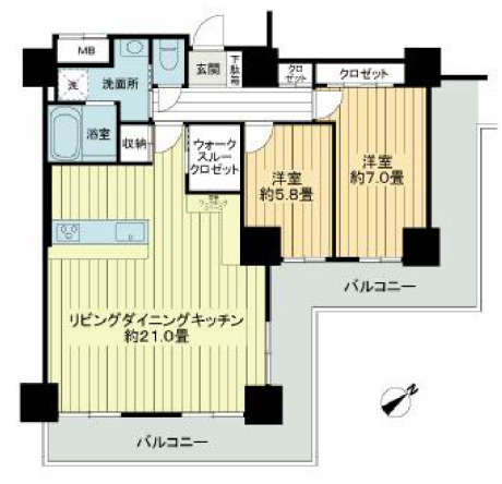 キングマンション堂島川（玉川小学校区）の間取り|キングマンション堂島川　間取り