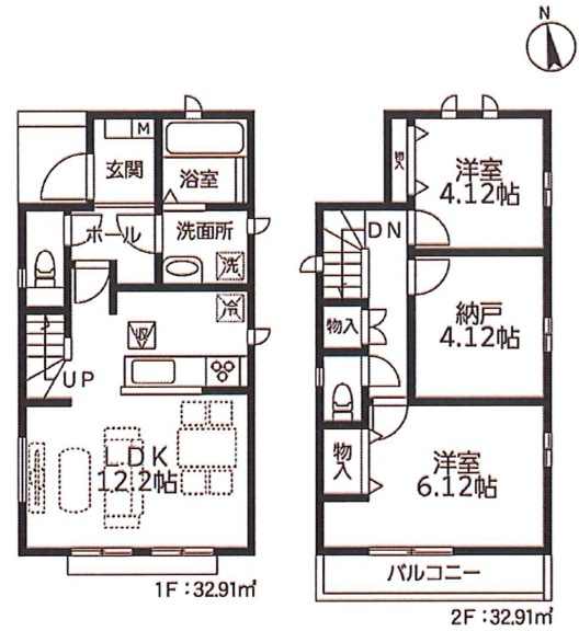 調布市深大寺北町６丁目 中央線 三鷹駅 新築戸建の間取り