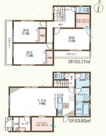 貝塚市麻生中　新築一戸建ての間取り|1号地