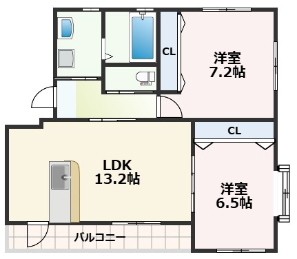 熊本市中央区新大江２丁目の賃貸マンションの間取り