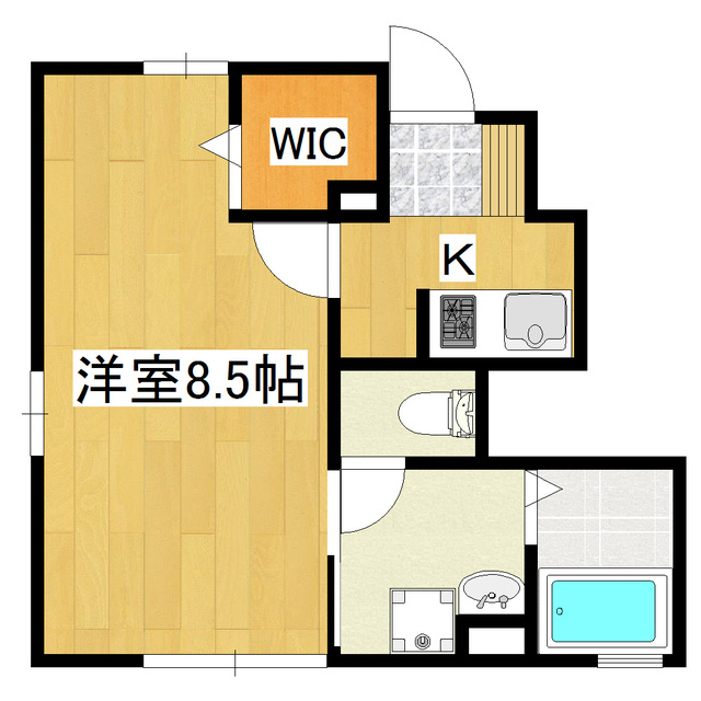 メルヴェーユの間取り|ウォークインクローゼットのあるお部屋です。