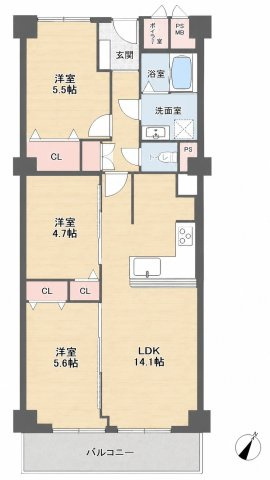 日商岩井箕面ハイツＢ棟の間取り