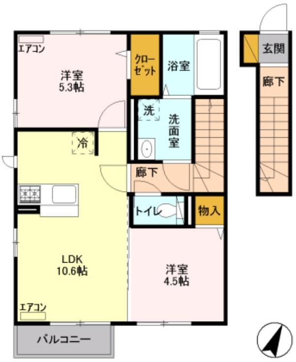 ヴェルブラン美住B棟の間取り