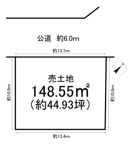 知多市岡田美里町　全1区画の土地図|敷地面積約44坪♪