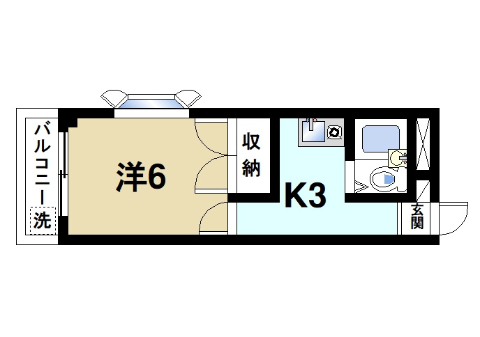 ウエストアベニューの間取り|ゆったりと暮らせる1Kの間取りです。