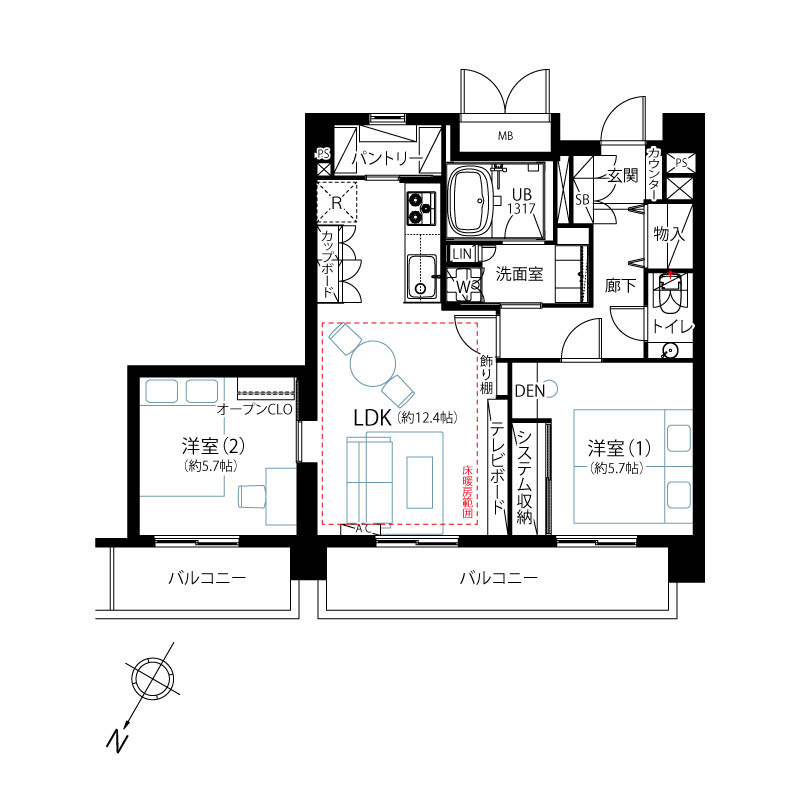 テラス雑司ヶ谷の間取り|テラス雑司ヶ谷：全居室収納・窓が付いた２ＬＤＫ家具・エアコン付きリノベーション物件は住設備も充実！