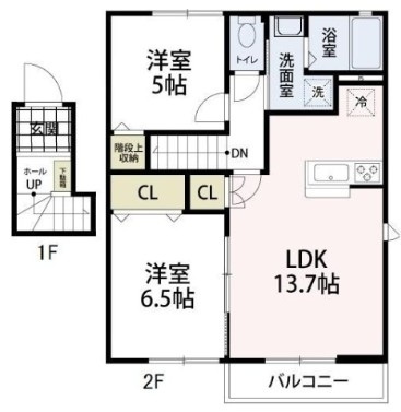 座間市南栗原３丁目のアパートの間取り