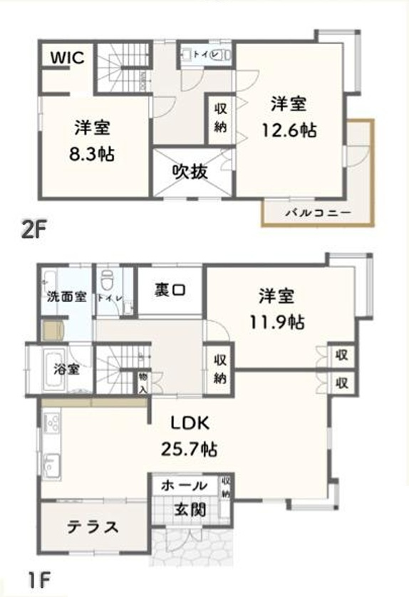 駐車場１０台可　軽量鉄骨造　大久保町大窪　中古戸建の間取り